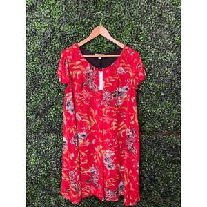 NWT Chelsea Taylor Red Floral Dress, plus size 2XL